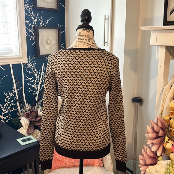 STUNNING ZARA SWEATER dark brown/tan,white with a detailed pattern size M BNWT - Picture 7 of 16